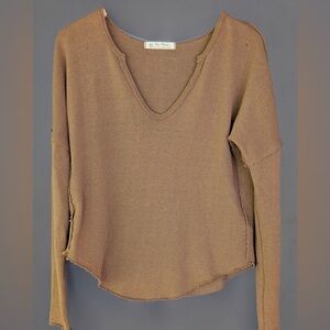 We The Free Brown V-Neck Top